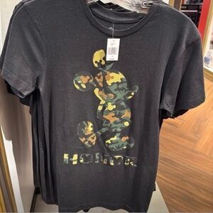 Disney Parks Shirt 2025 Mickey Mouse Honor Camouflage Black Adult NEW
